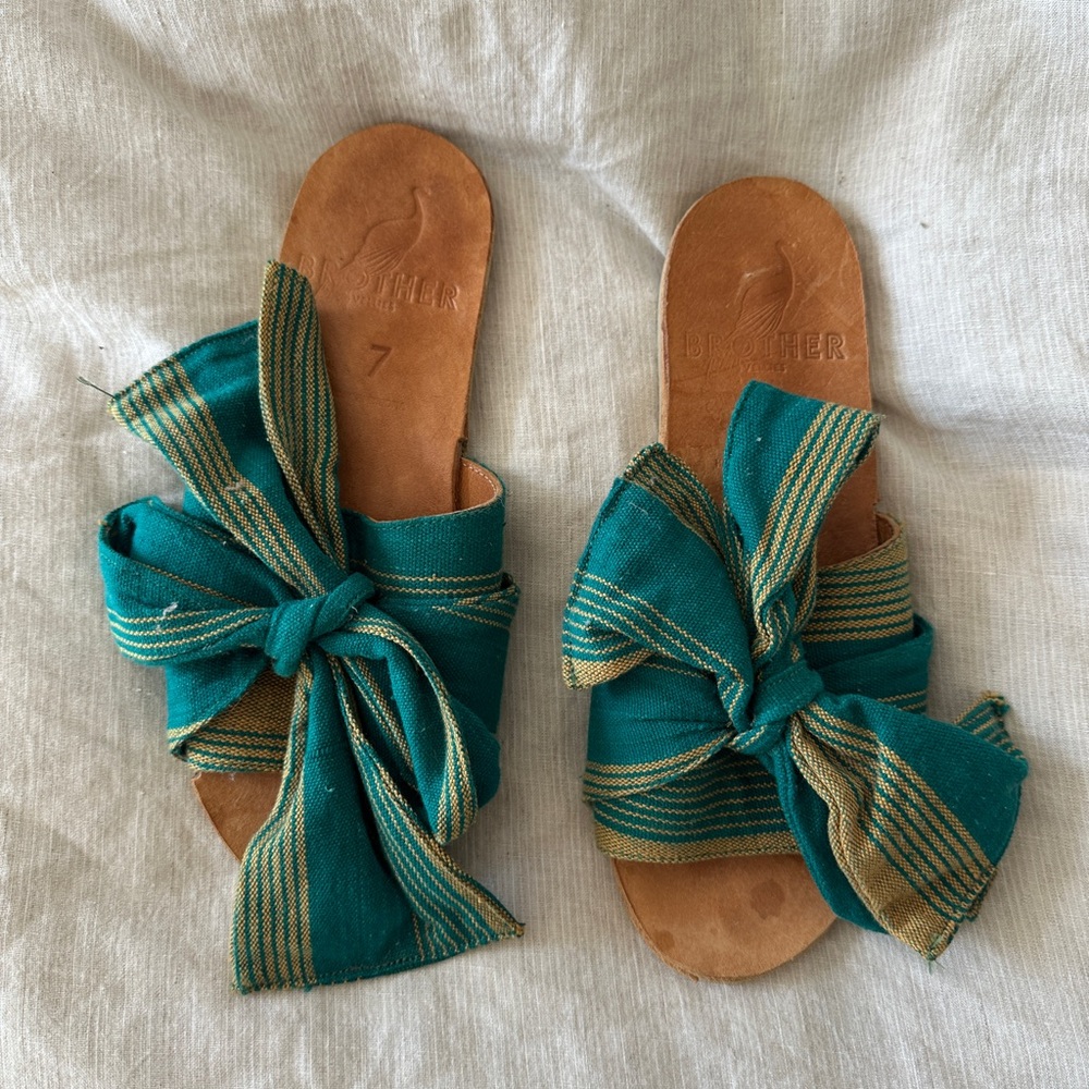 Brother Vellies Burkina Slides with Adjustable Tie Bow